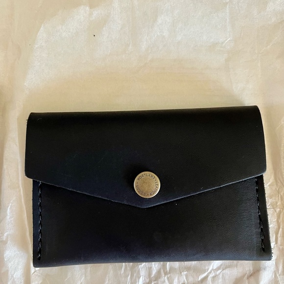 Portland Leather Goods: Smooth Black Minimalist, Envelope Wallet, Luggage Tag - Picture 4 of 4
